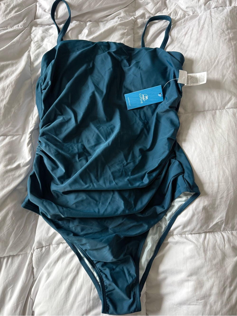 Cupshe Deep Teal Ruched One-Piece Swimsuit